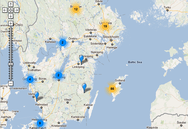 Geografiskt statistik över Flickjox-tweets 5-19 juli 2011