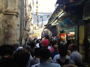 Packed bazaar in old town during Ramadan