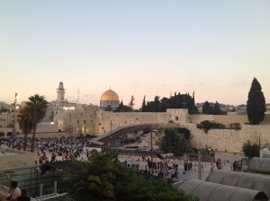 The Western Wall with the iconic temple mount and the beautiful golden Dome of the Rock