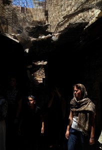 Parts of the market streets that don't have a closed stone roof are covered with nets. The reason for that is that illegal settlements have been built next to the market street and settlers are throwing stones, garbage and all kinds of horrible things down on the street to harass and make business hard for the Palestinians